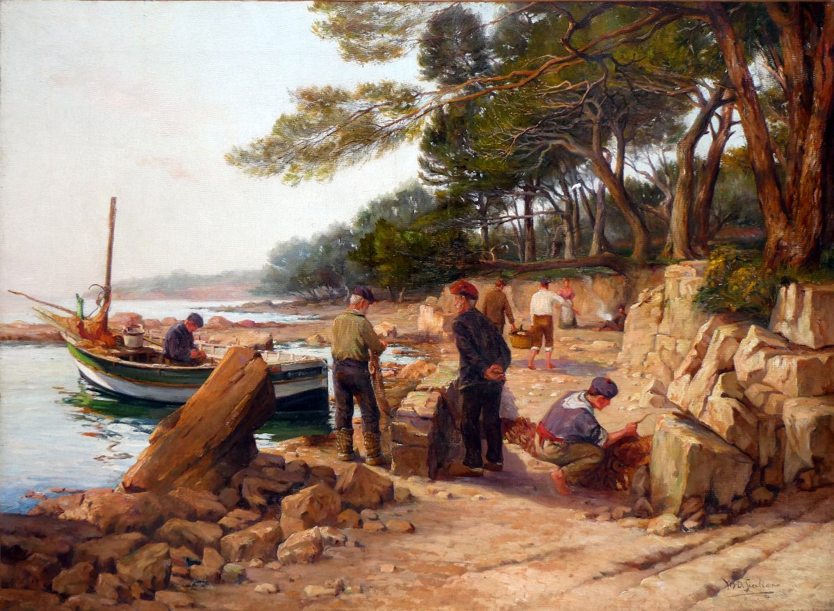 Marie-dominique Siciliano (1879-1909) Returning From Fishing Around Toulon-photo-3