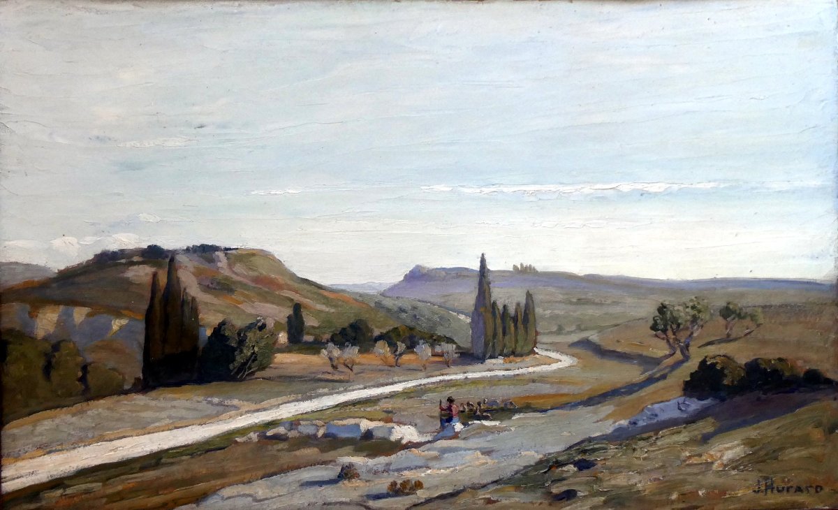 Joseph Hurard (1887-1956) The Shepherd And His Flock In The Alpilles-photo-5