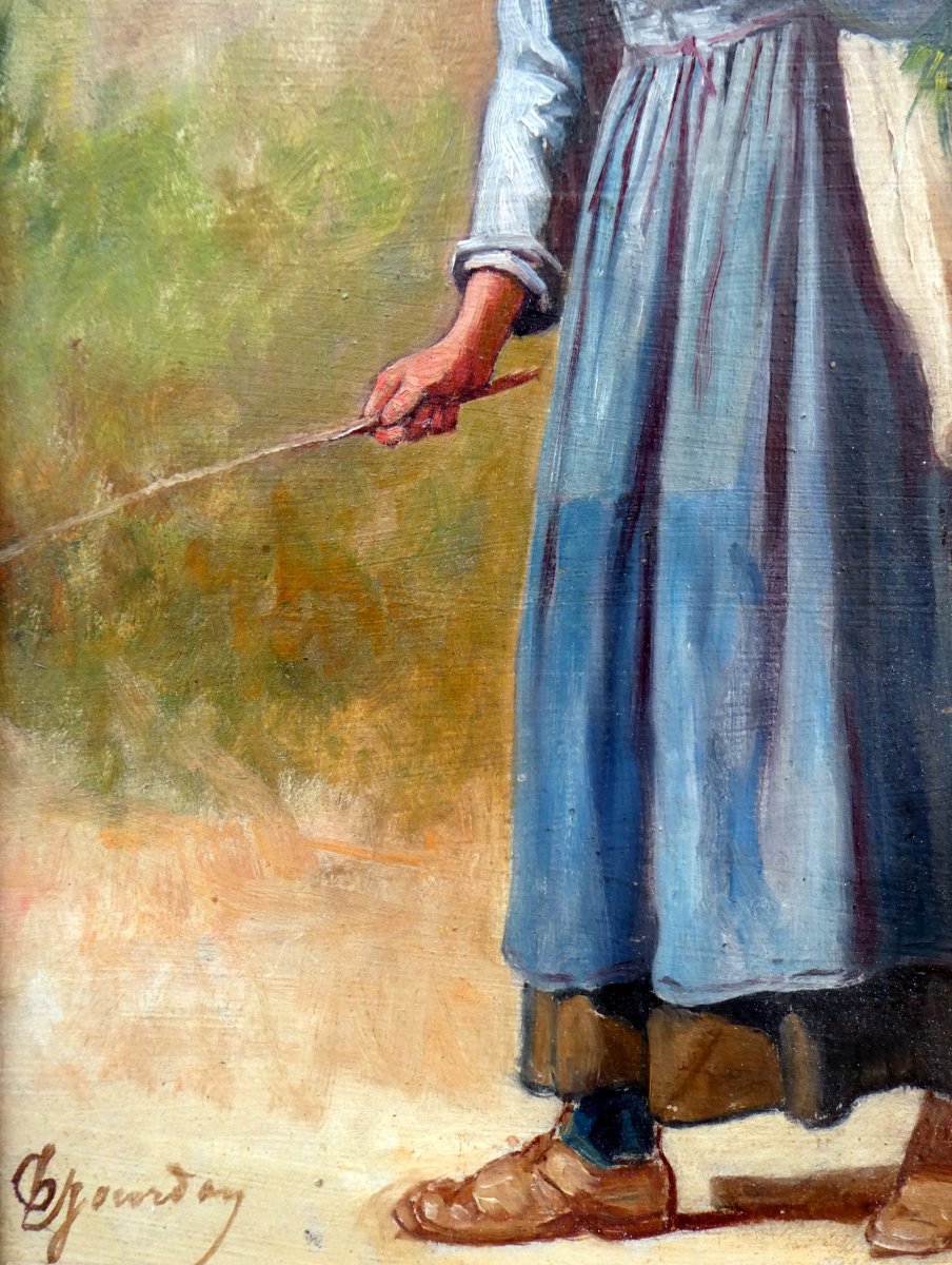 Théodore Jourdan (1833-1908) Paysanne Au Sac d'Herbe.-photo-4