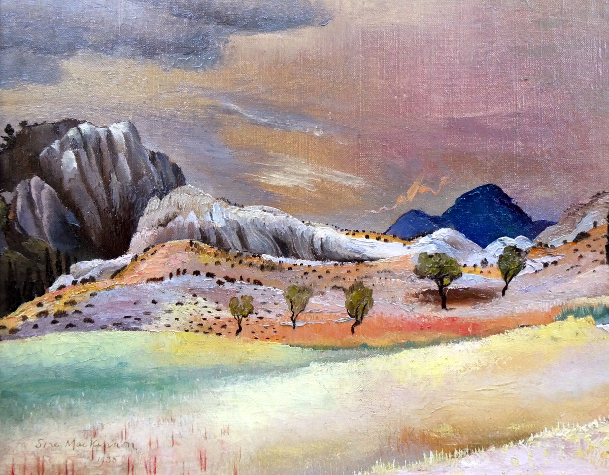 Sine Mackinnon (1901-1996) Fin De Journée Sur Les Alpilles-photo-3