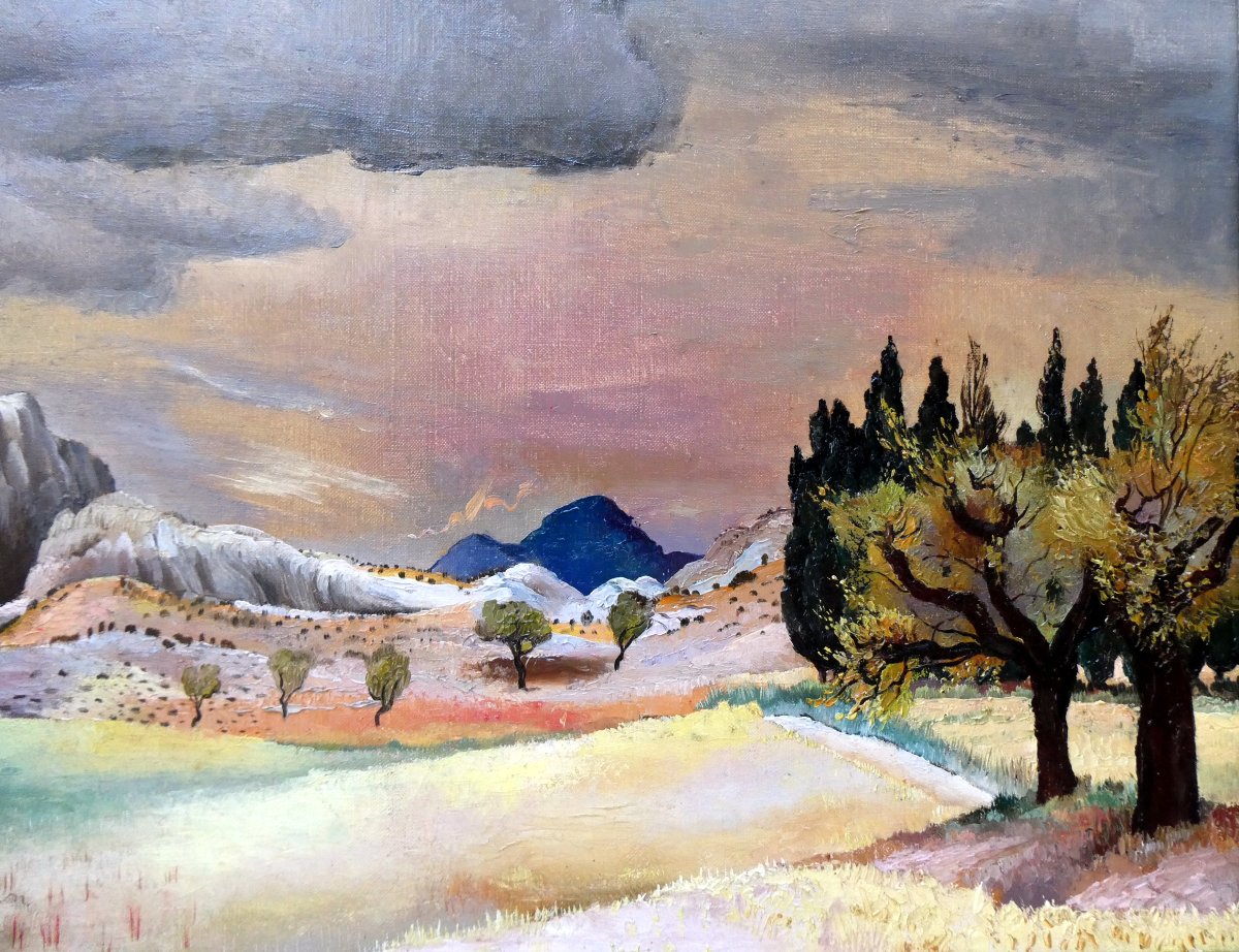 Sine Mackinnon (1901-1996) Fin De Journée Sur Les Alpilles-photo-4