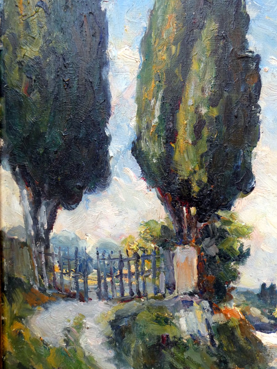 Edouard Ducros (1856-1936) Provençal Landscape Animated By A Cart-photo-4