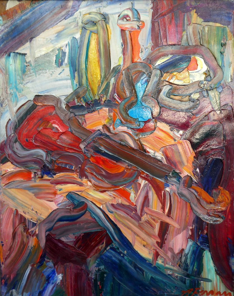 Antoine Ferrari (1910-1995) Still Life With Vases And Violin-photo-6