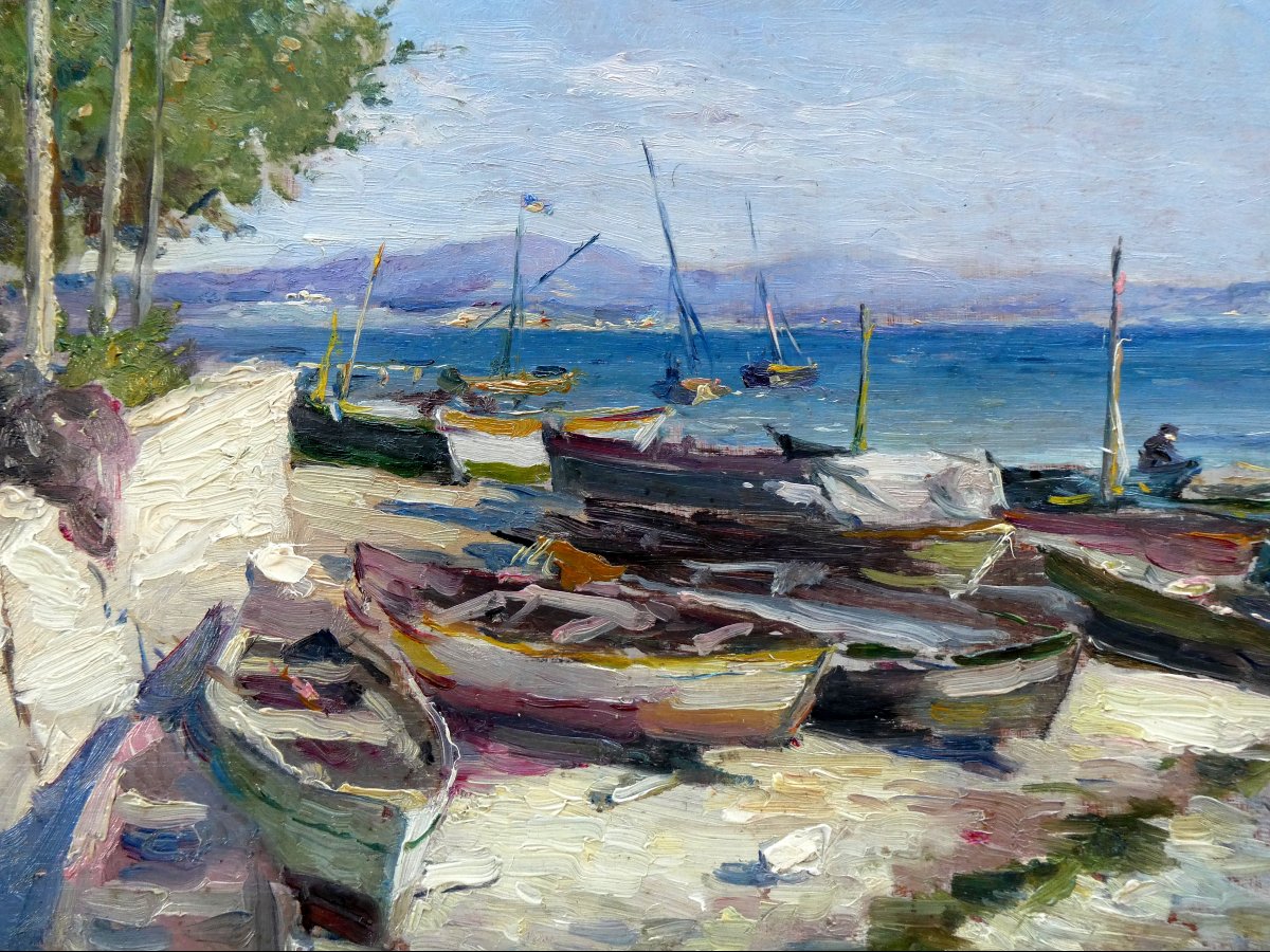 Adrien Tanoux (1865-1923) Barques de pêche à terre à l'Estaque - Marseille-photo-3