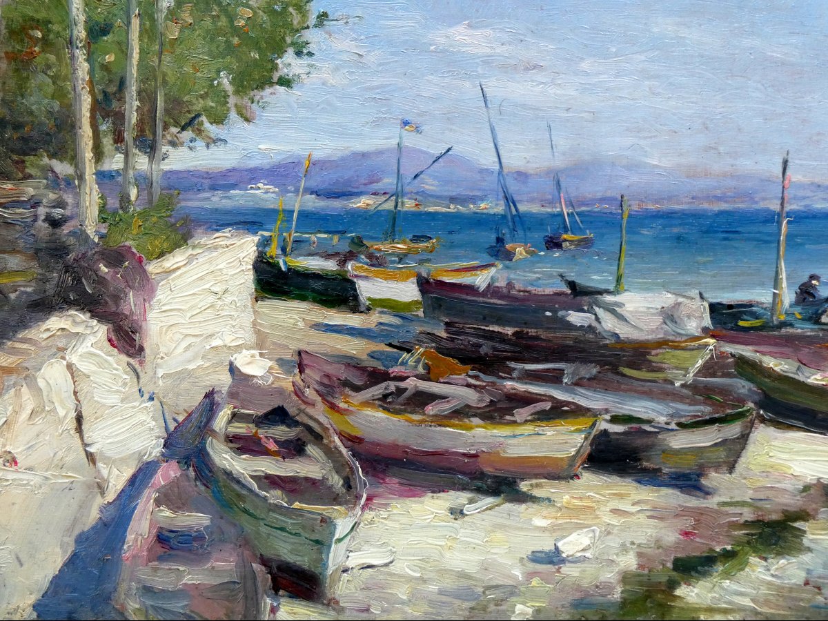 Adrien Tanoux (1865-1923) Barques de pêche à terre à l'Estaque - Marseille-photo-3