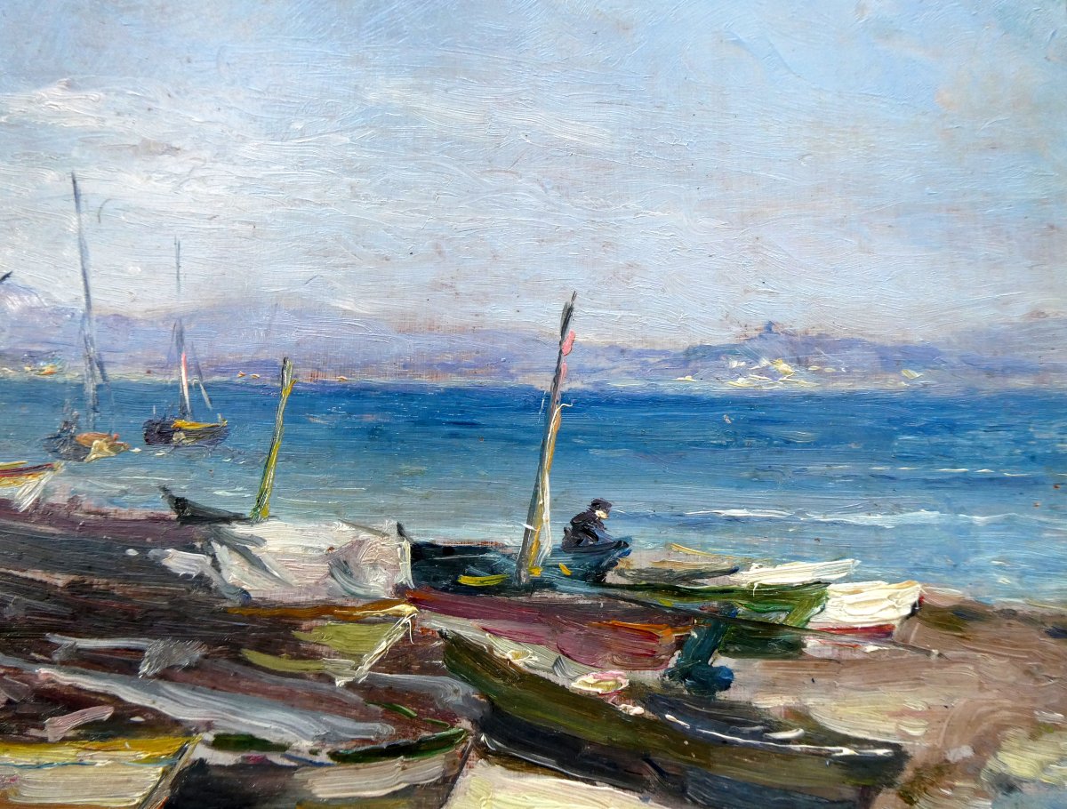 Adrien Tanoux (1865-1923) Barques de pêche à terre à l'Estaque - Marseille-photo-4