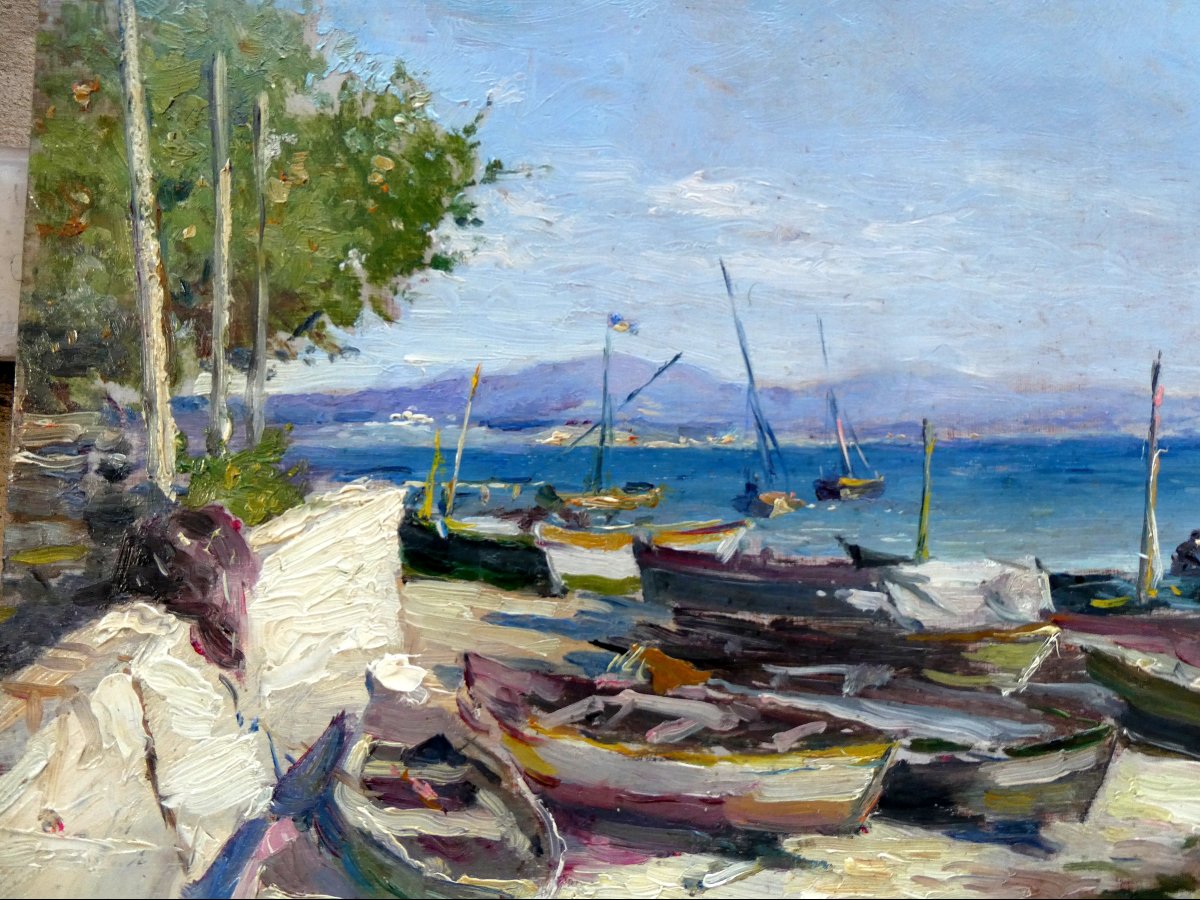Adrien Tanoux (1865-1923) Barques de pêche à terre à l'Estaque - Marseille-photo-5