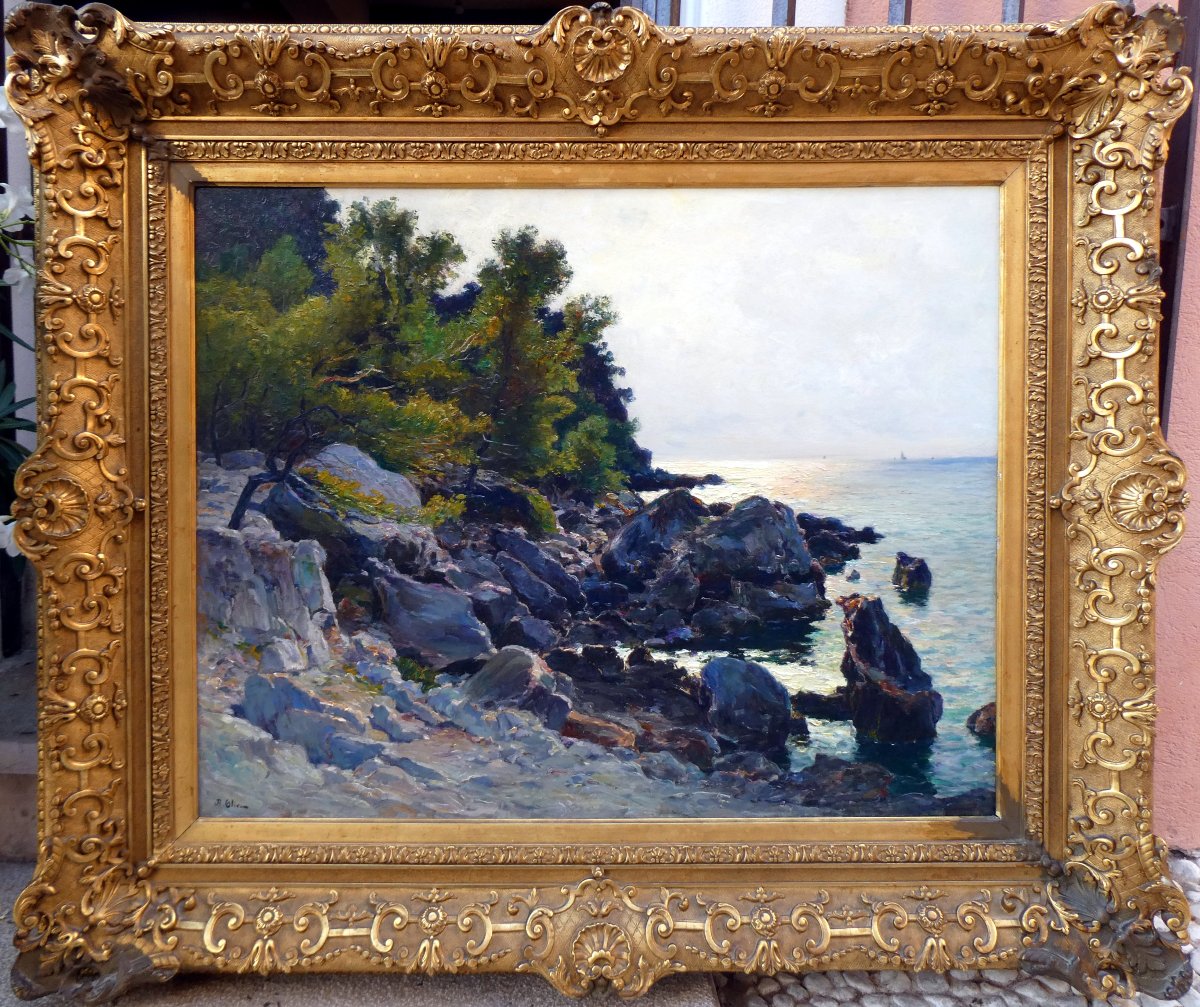 Jean-Baptiste Olive (1848-1936) Bord de mer au crépuscule à Saint Cyr sur Mer-photo-2