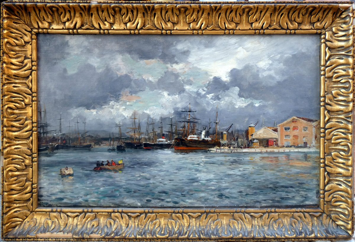 Raphaël Ponson (1835-1904) The Docks In Marseille -photo-2