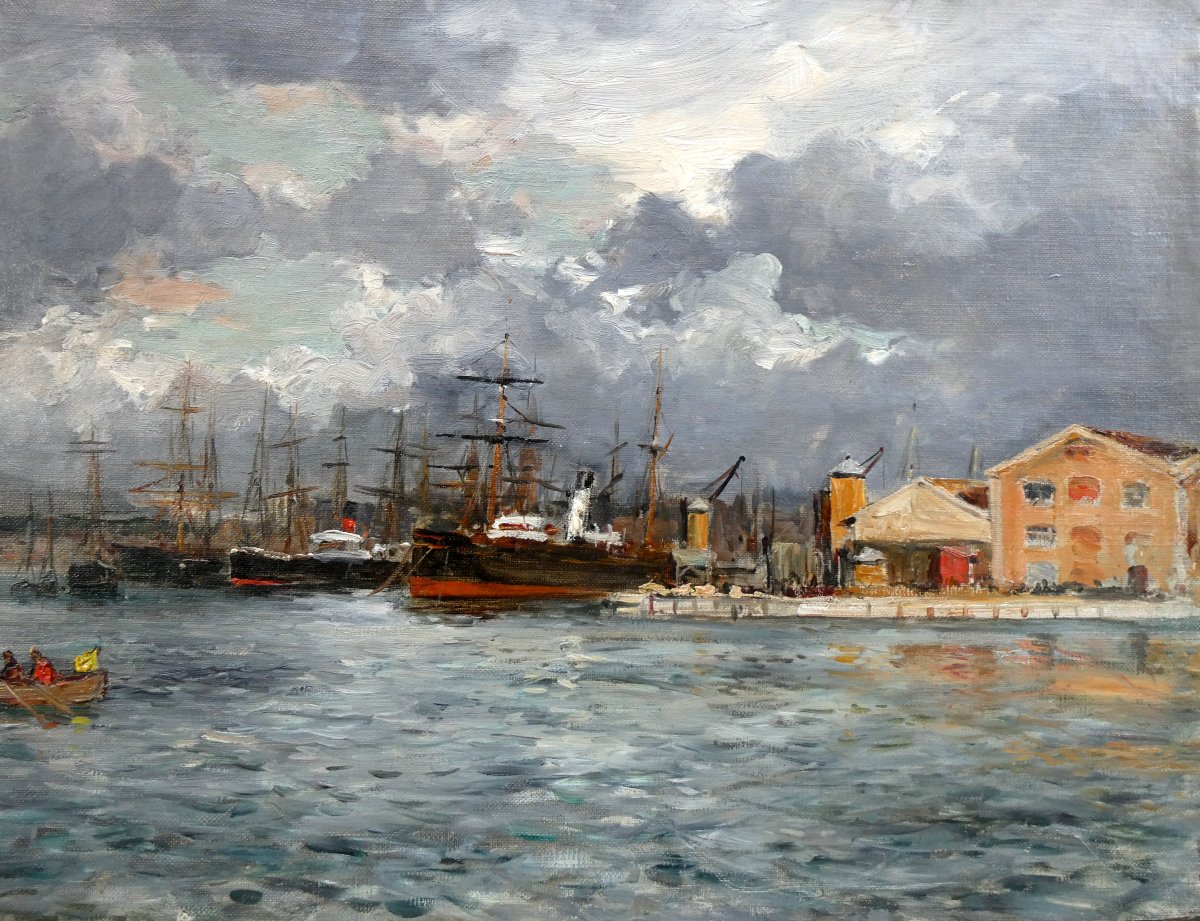 Raphaël Ponson (1835-1904) The Docks In Marseille -photo-1