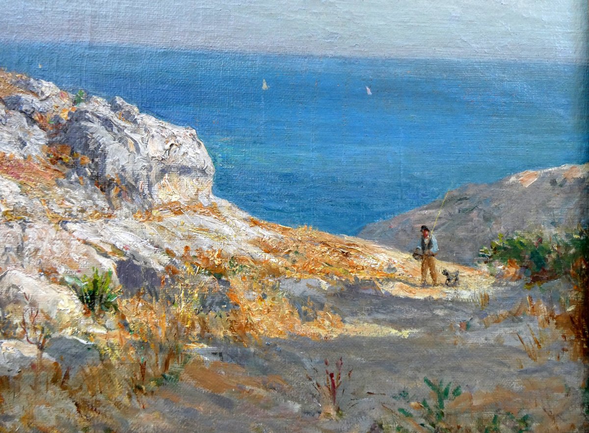 Raphaël Ponson (1835-1904) Path In The Calanques At Cassis-photo-1