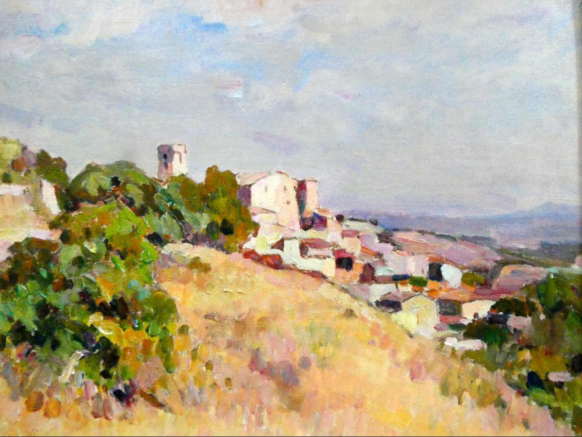 Jean Aubery (1880-1952) Le village d'Eguilles aux environs d'Aix en Provence-photo-3