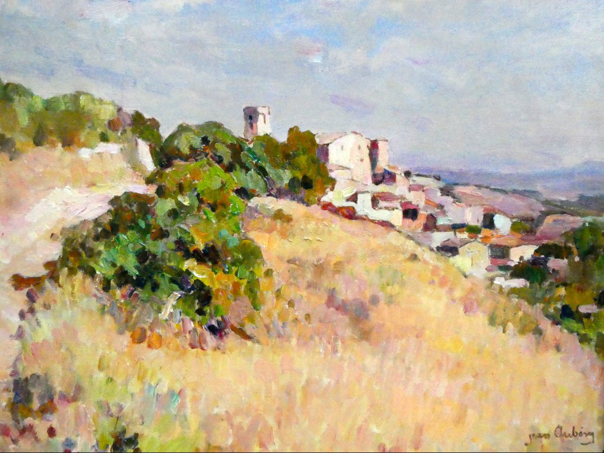 Jean Aubery (1880-1952) Le village d'Eguilles aux environs d'Aix en Provence-photo-3