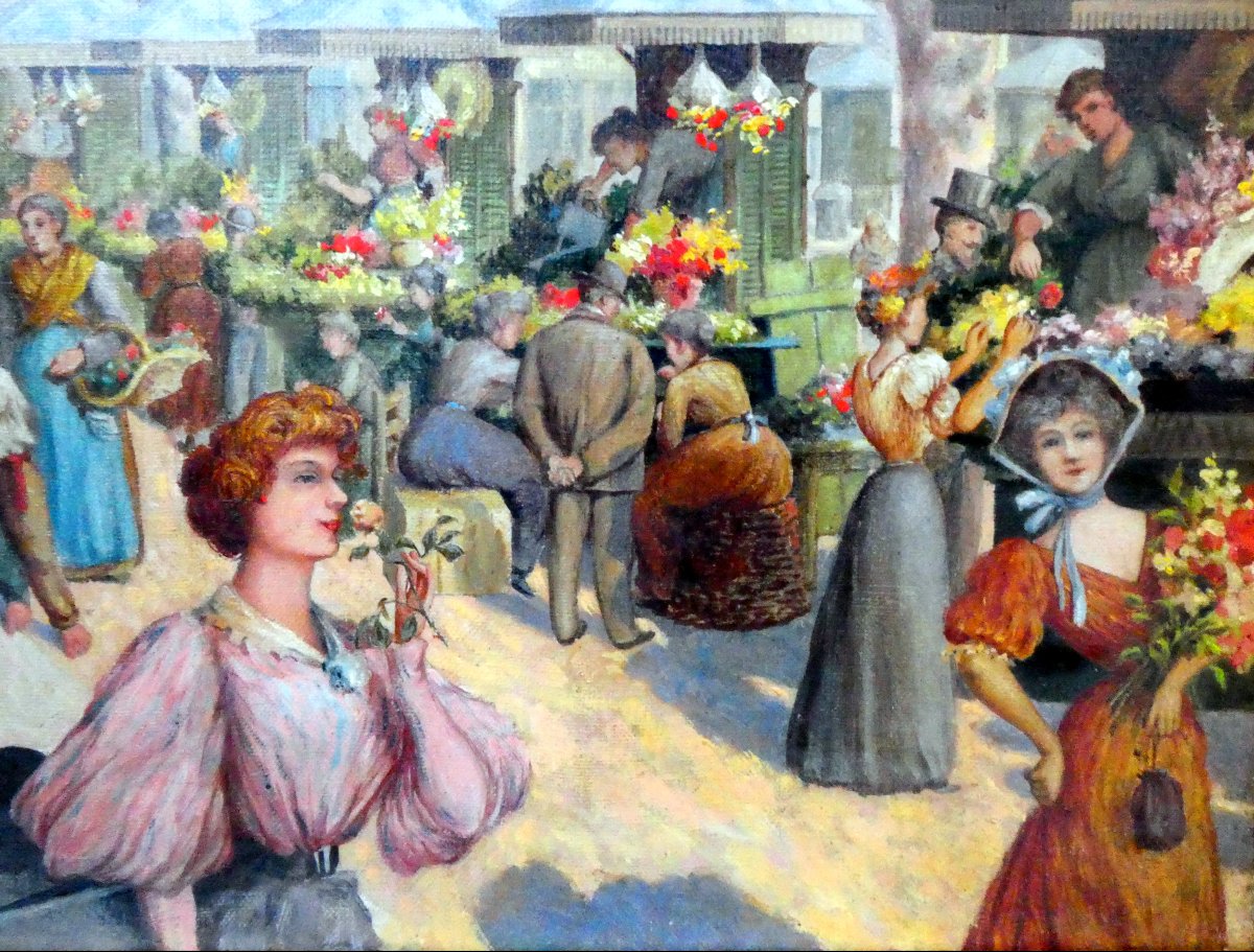 Christophe (1856-1916) Le Marché aux Fleurs du Cours Saint Louis à Marseille-photo-2