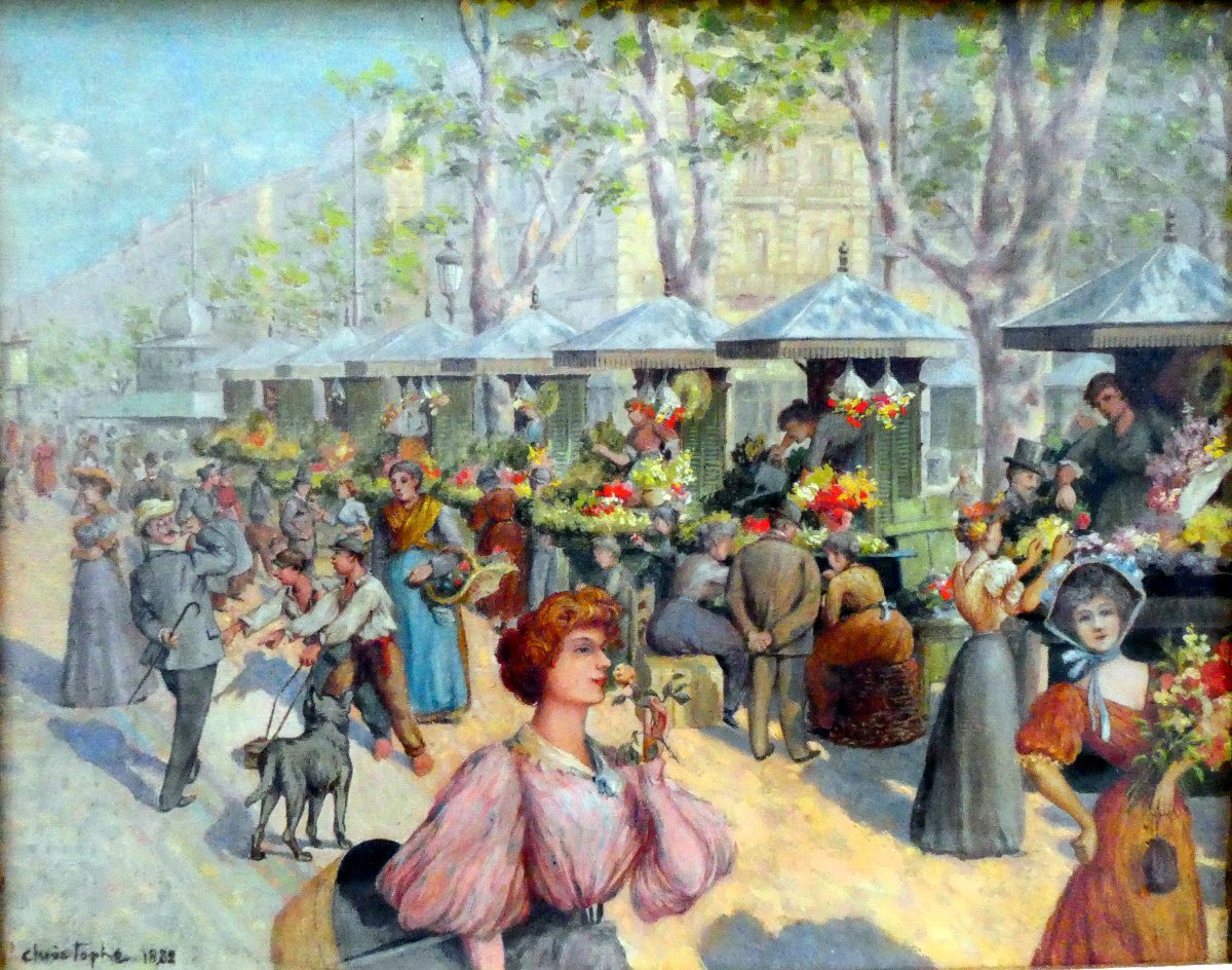 Christophe (1856-1916) Le Marché aux Fleurs du Cours Saint Louis à Marseille-photo-5