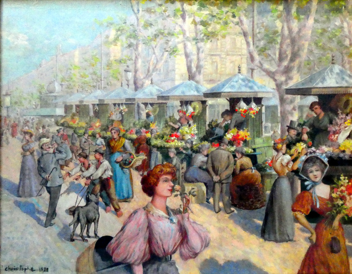 Christophe (1856-1916) Le Marché aux Fleurs du Cours Saint Louis à Marseille
