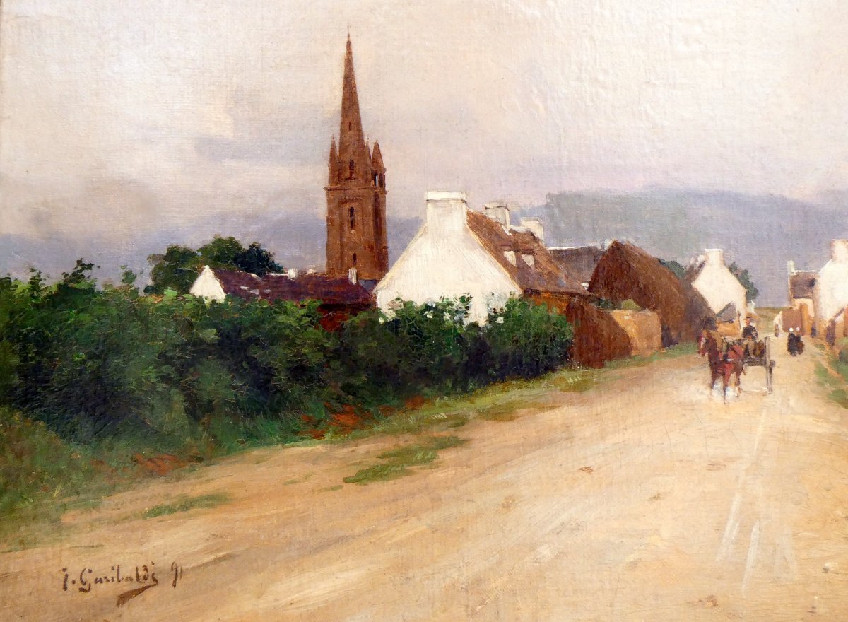 Joseph Garibaldi (1863-1941) Village Street In Brittany-photo-3