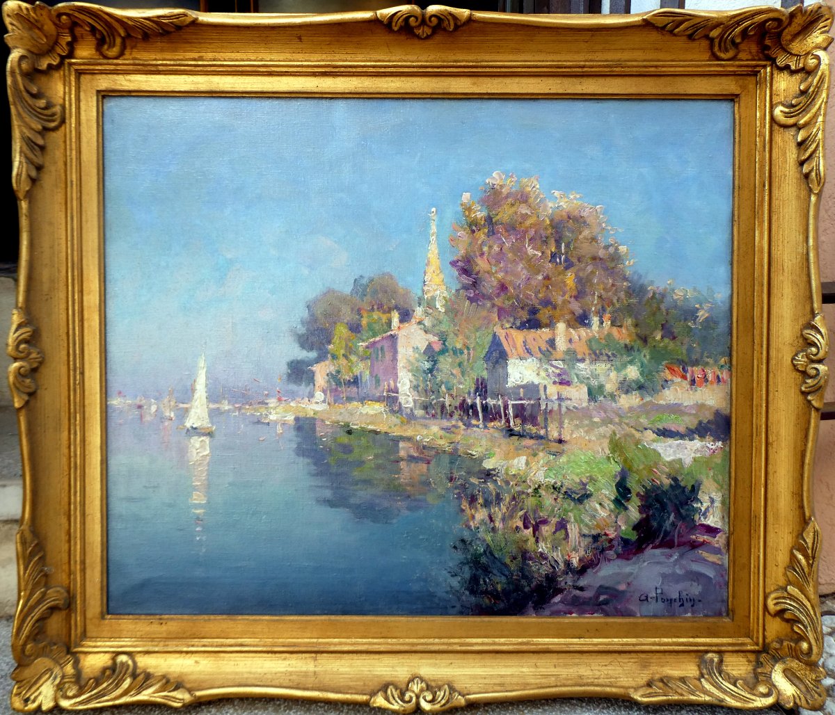 Antoine Ponchin (1872-1934) Eglise Saint Genest sur le Canal Gallifet à Martigues-photo-2
