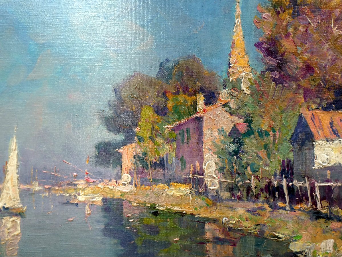 Antoine Ponchin (1872-1934) Eglise Saint Genest sur le Canal Gallifet à Martigues-photo-3