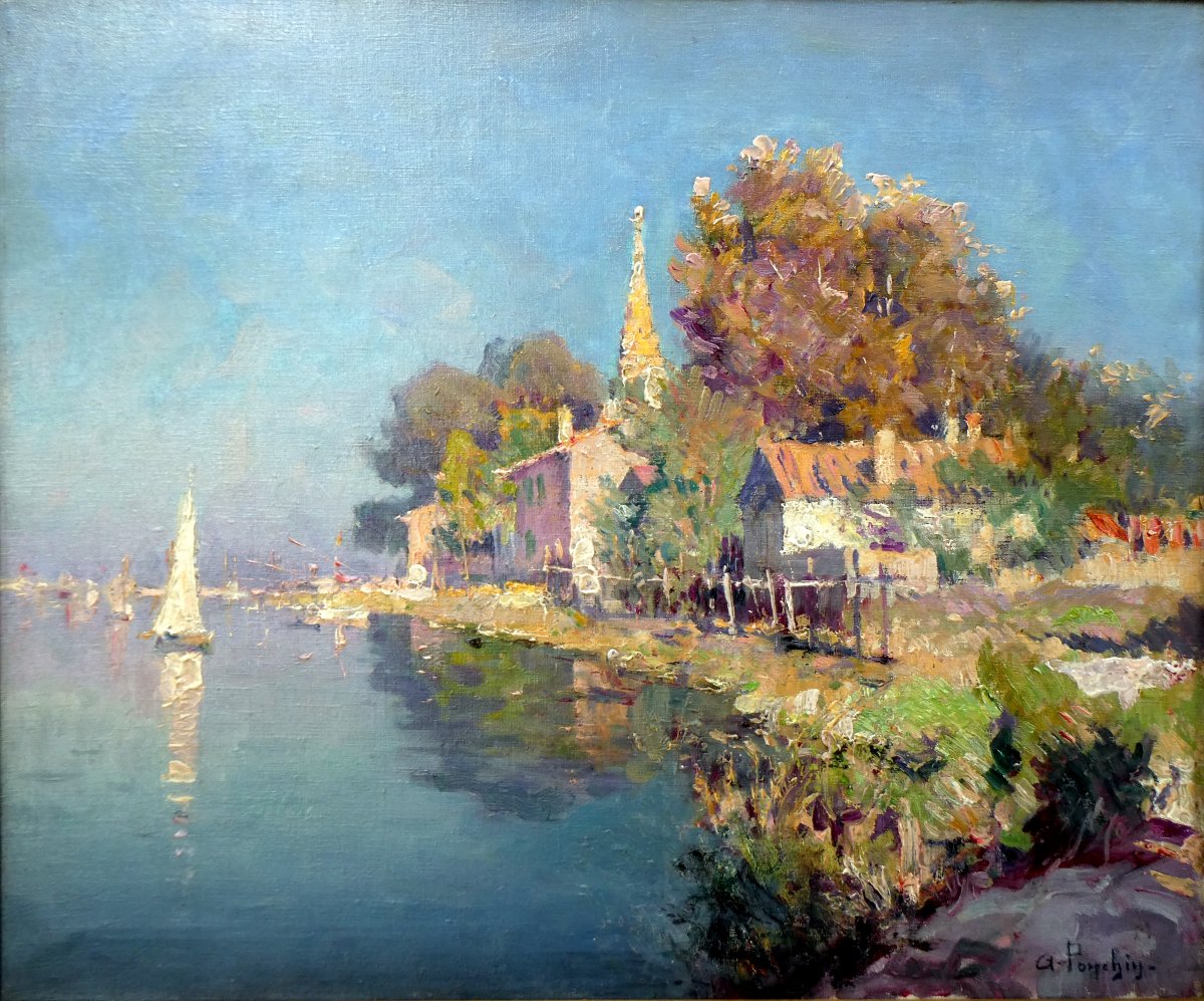 Antoine Ponchin (1872-1934) Eglise Saint Genest sur le Canal Gallifet à Martigues-photo-4