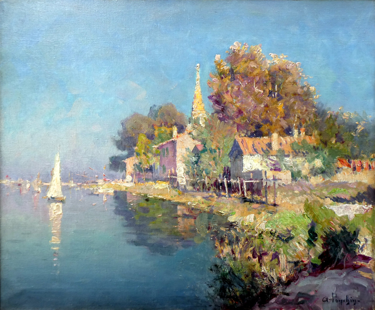 Antoine Ponchin (1872-1934) Eglise Saint Genest sur le Canal Gallifet à Martigues