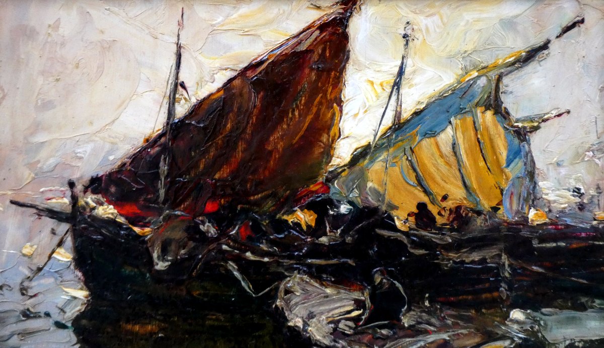 Laurent Mattio (1892-1965) Fishing Boats At Dusk-photo-3