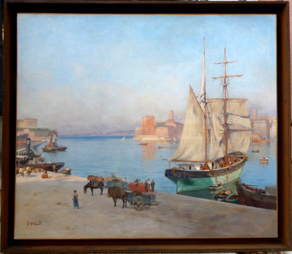 Joseph Garibaldi (1863-1941) Sur le Vieux-Port de Marseille-photo-2