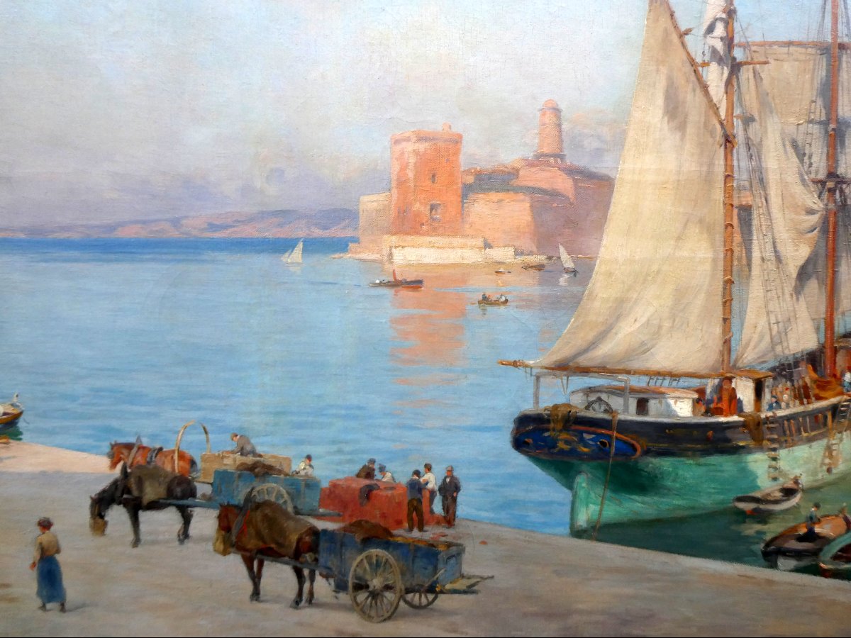 Joseph Garibaldi (1863-1941) Sur le Vieux-Port de Marseille-photo-2