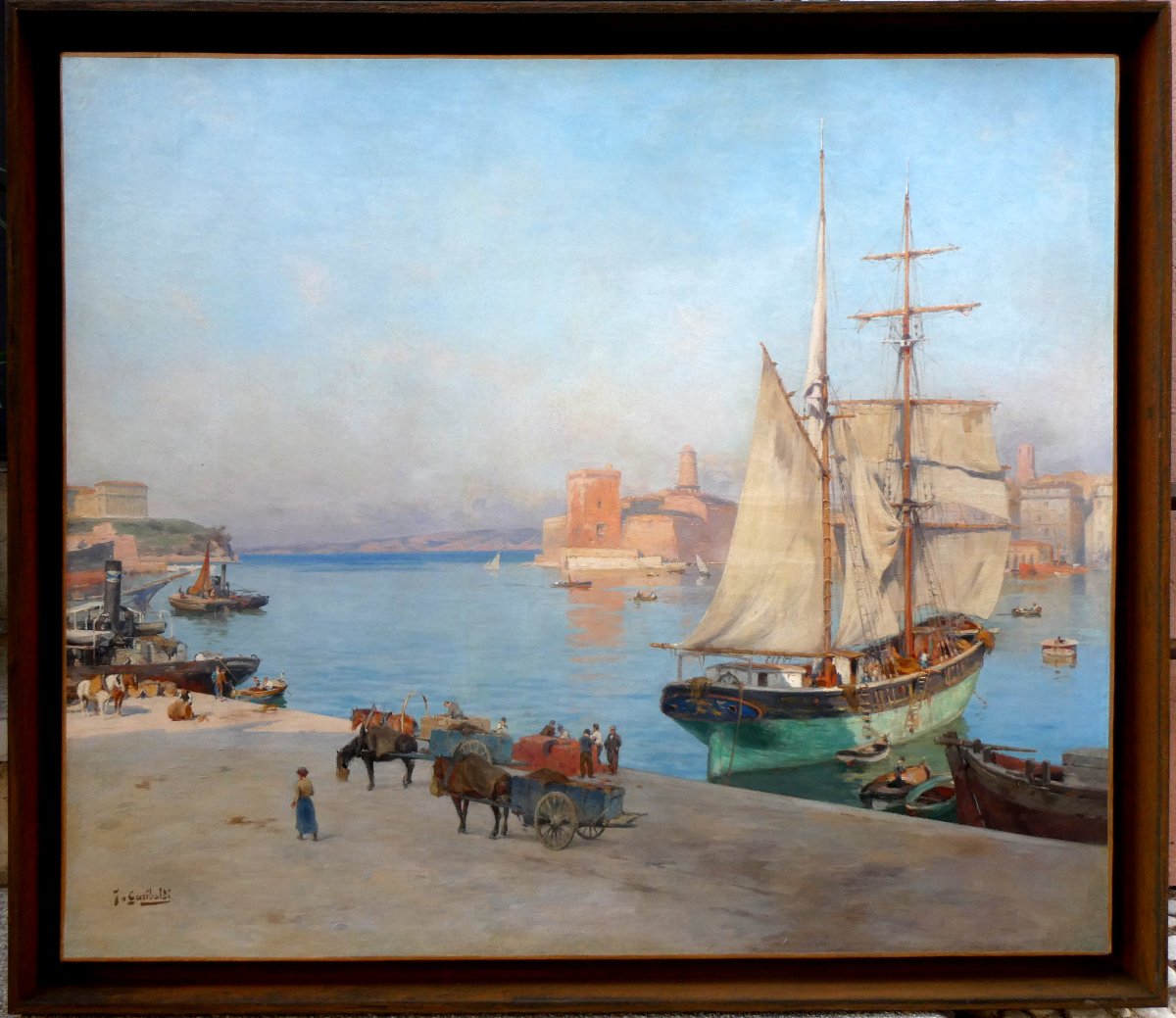 Joseph Garibaldi (1863-1941) Sur le Vieux-Port de Marseille-photo-5