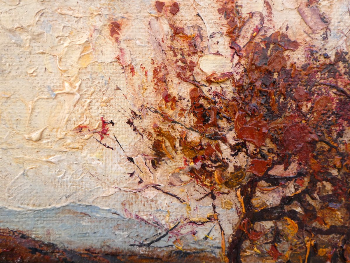 Laurent Mattio (1892-1965) Troupeau de moutons dans un paysage d'automne-photo-4