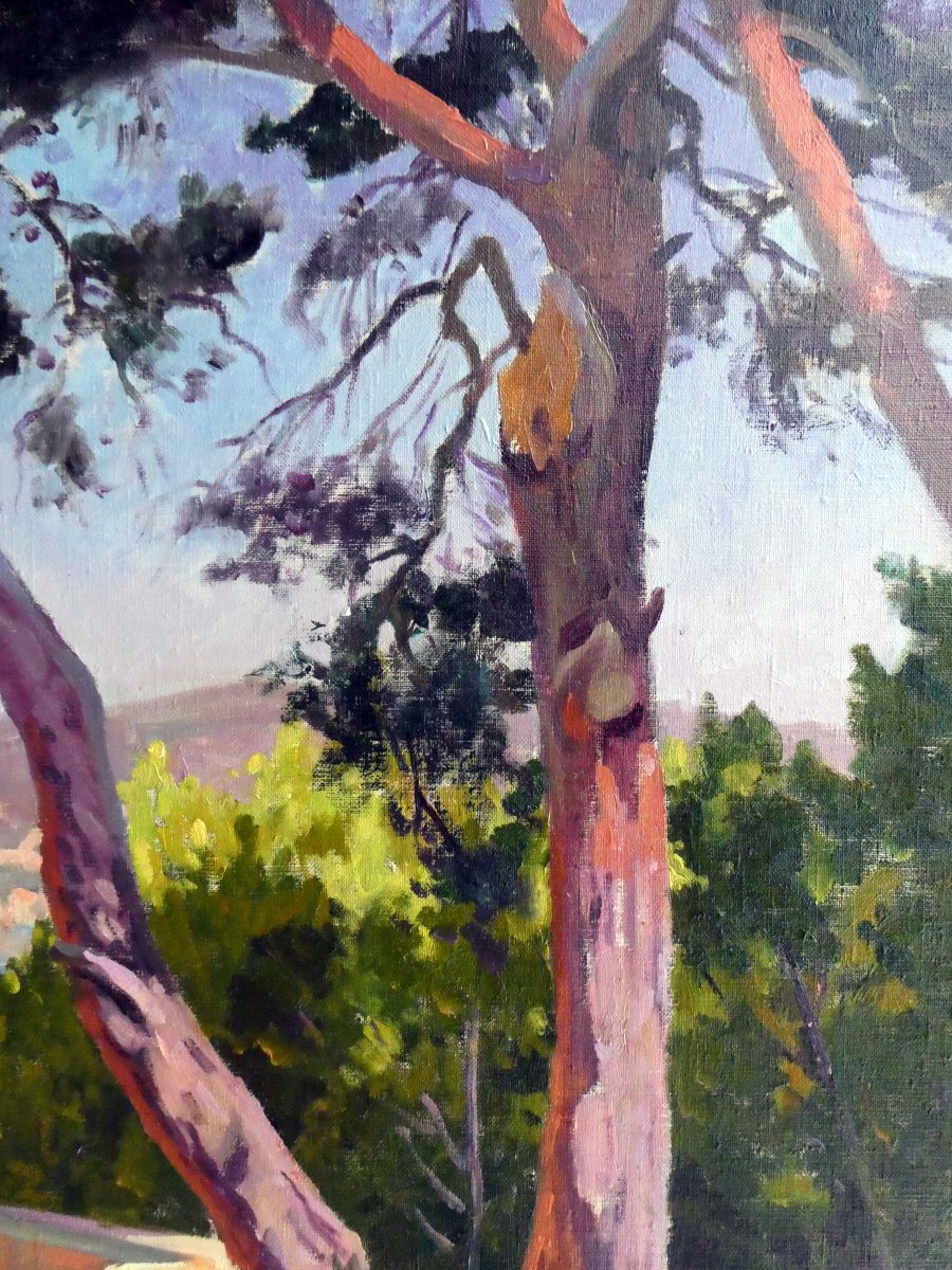 Antoine Ponchin (1872-1934) Terrasse sur les hauteurs de Martigues-photo-2