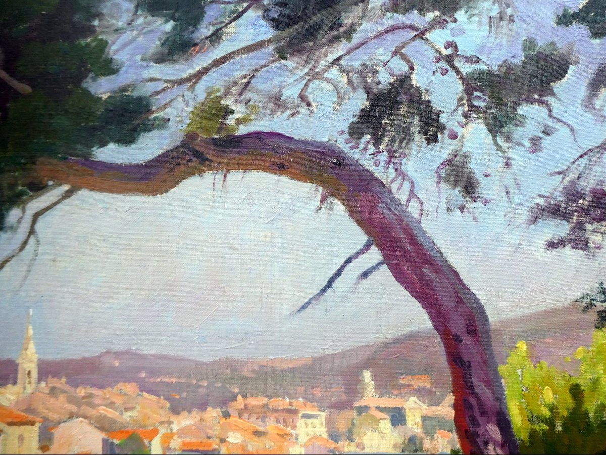 Antoine Ponchin (1872-1934) Terrasse sur les hauteurs de Martigues-photo-5