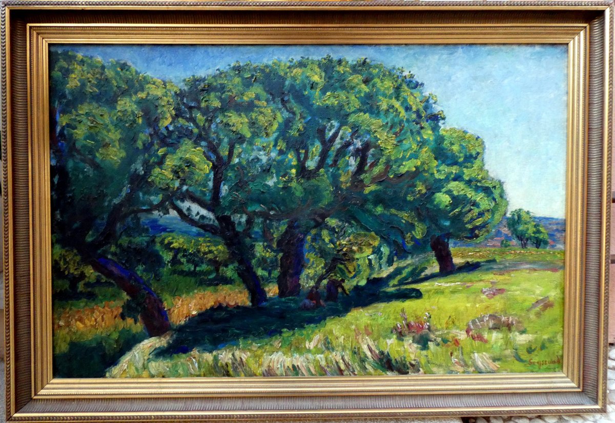 René Seyssaud (1867-1952) Le repos sous les grands chênes-photo-2