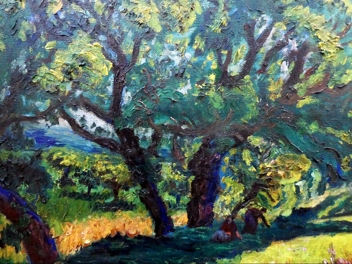 René Seyssaud (1867-1952) Le repos sous les grands chênes-photo-3