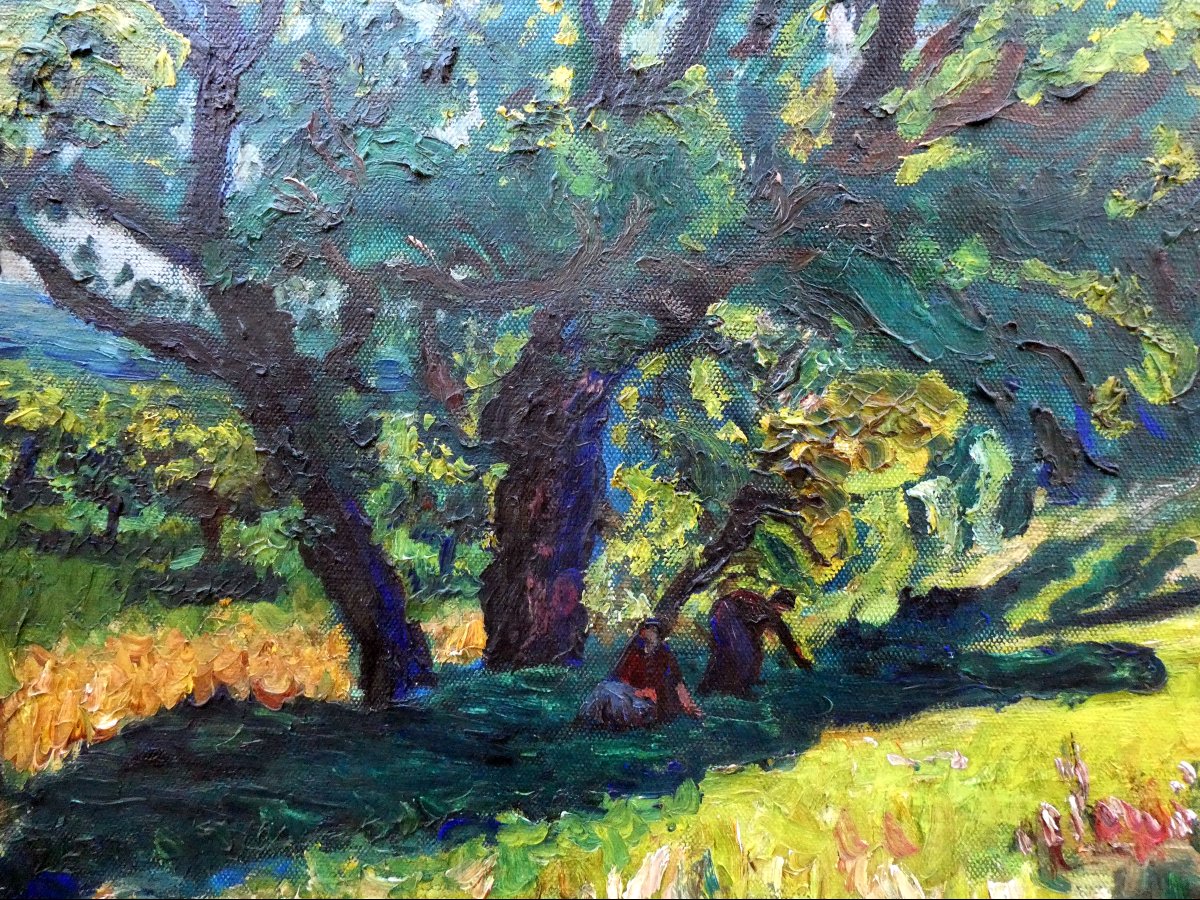 René Seyssaud (1867-1952) Le repos sous les grands chênes-photo-3