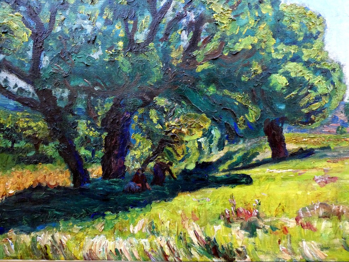 René Seyssaud (1867-1952) Le repos sous les grands chênes-photo-5