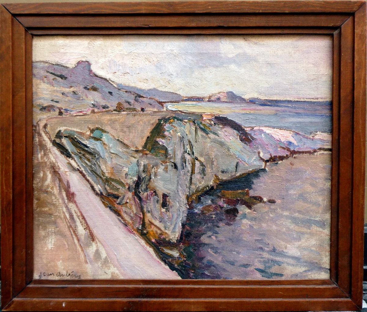 Jean Aubery (1880-1952) Sur la route des Goudes à Marseille-photo-2