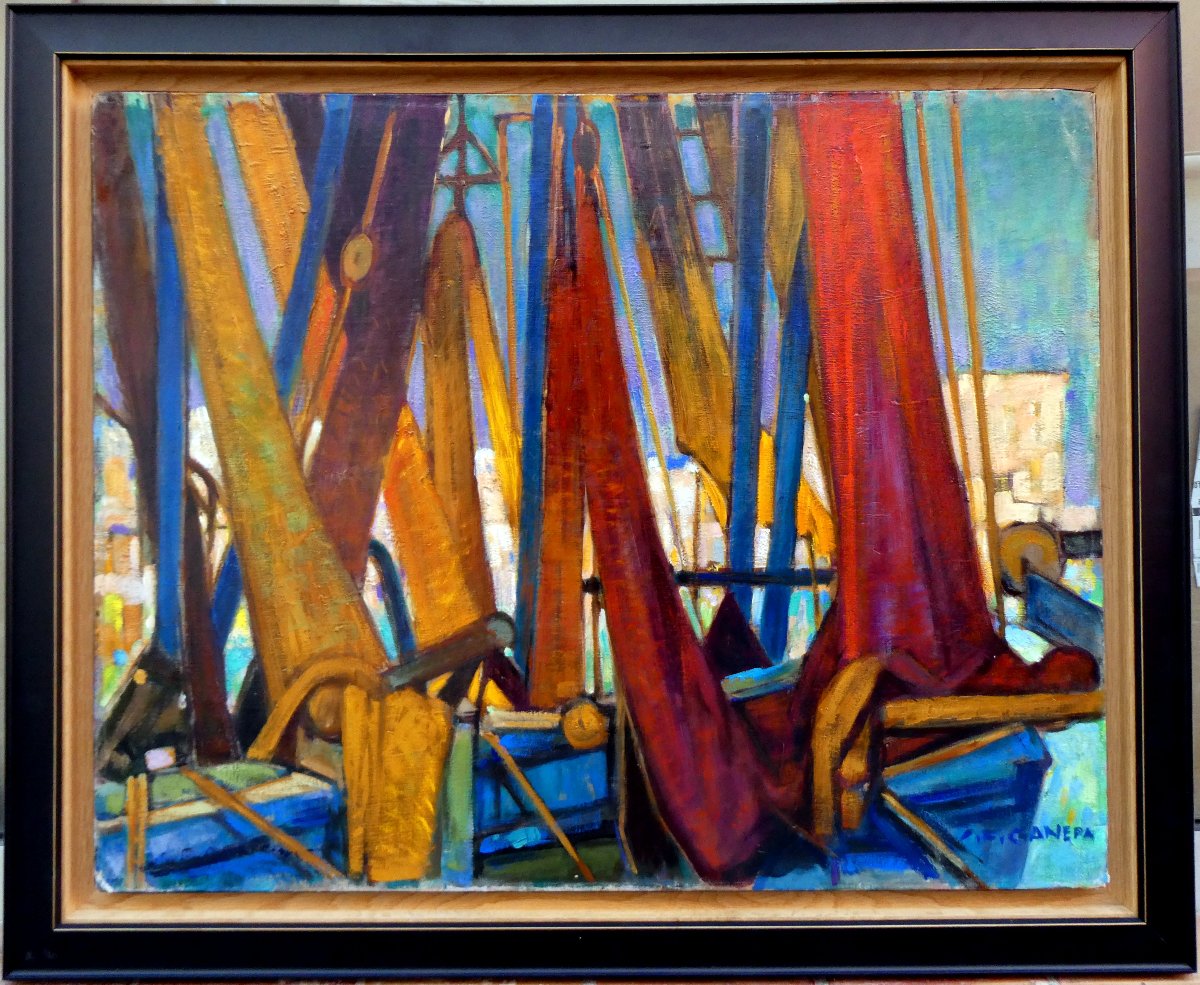 Jean-Frédéric Canepa (1894-1981) Marseille, les filets de pêche-photo-2