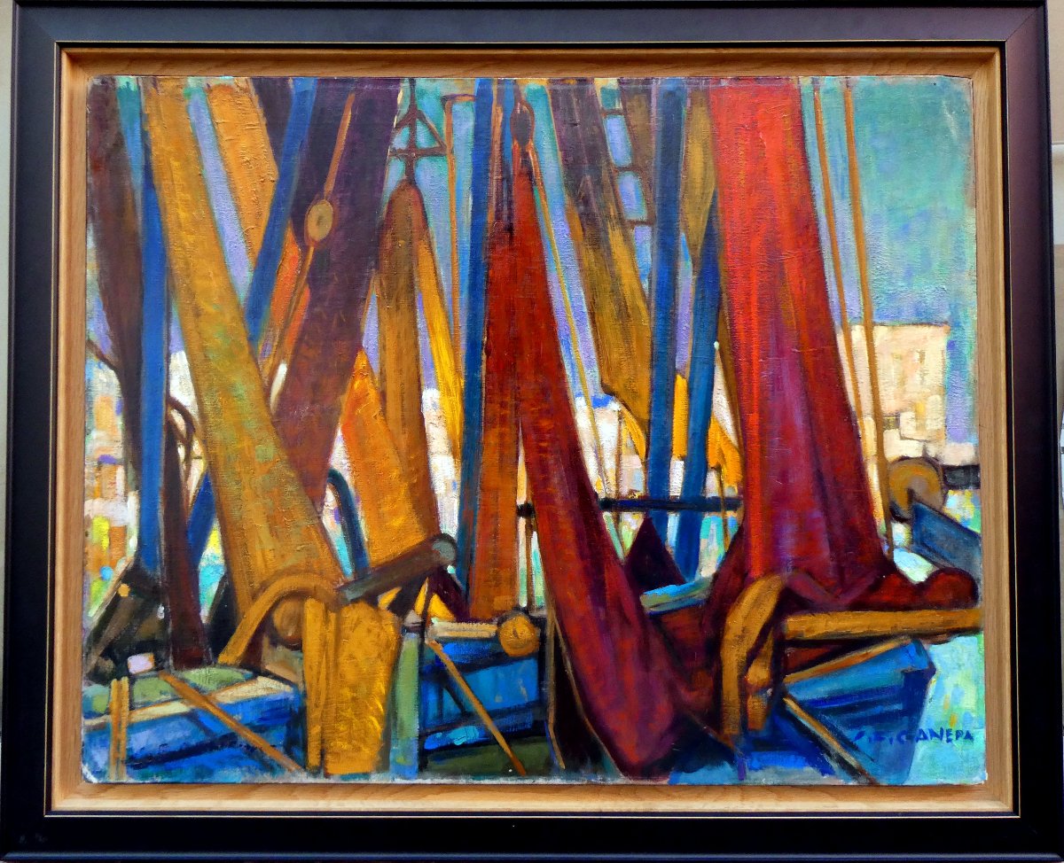 Jean-Frédéric Canepa (1894-1981) Marseille, les filets de pêche-photo-7