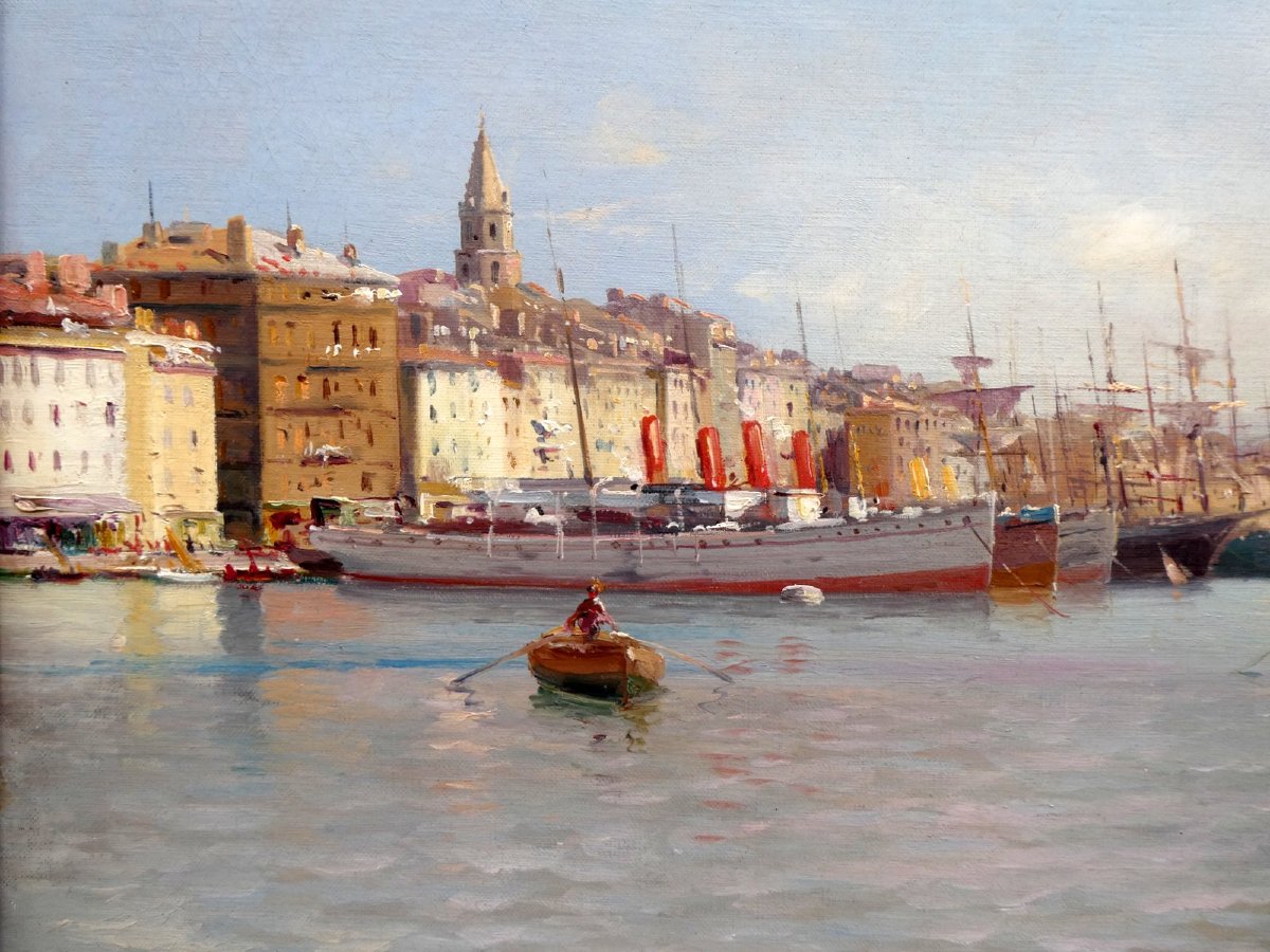 Louis Nattero (1870-1915)  Navires dans le Vieux Port-photo-3