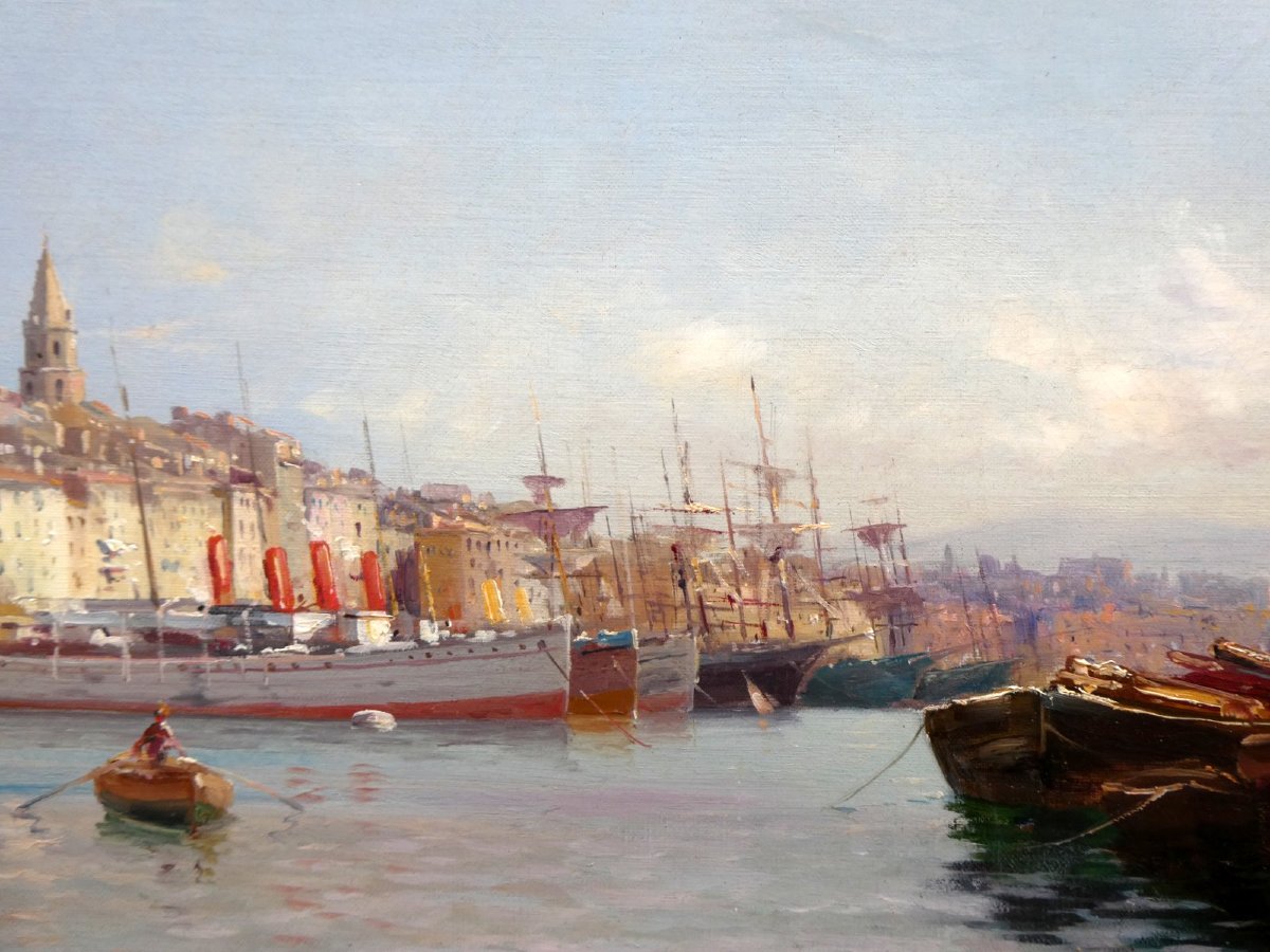 Louis Nattero (1870-1915)  Navires dans le Vieux Port-photo-4