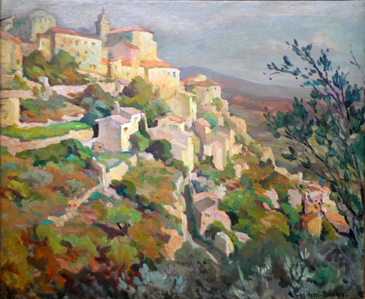 Jos-henri Ponchin (1897-1981) The Village Of Gordes In The Luberon -photo-6