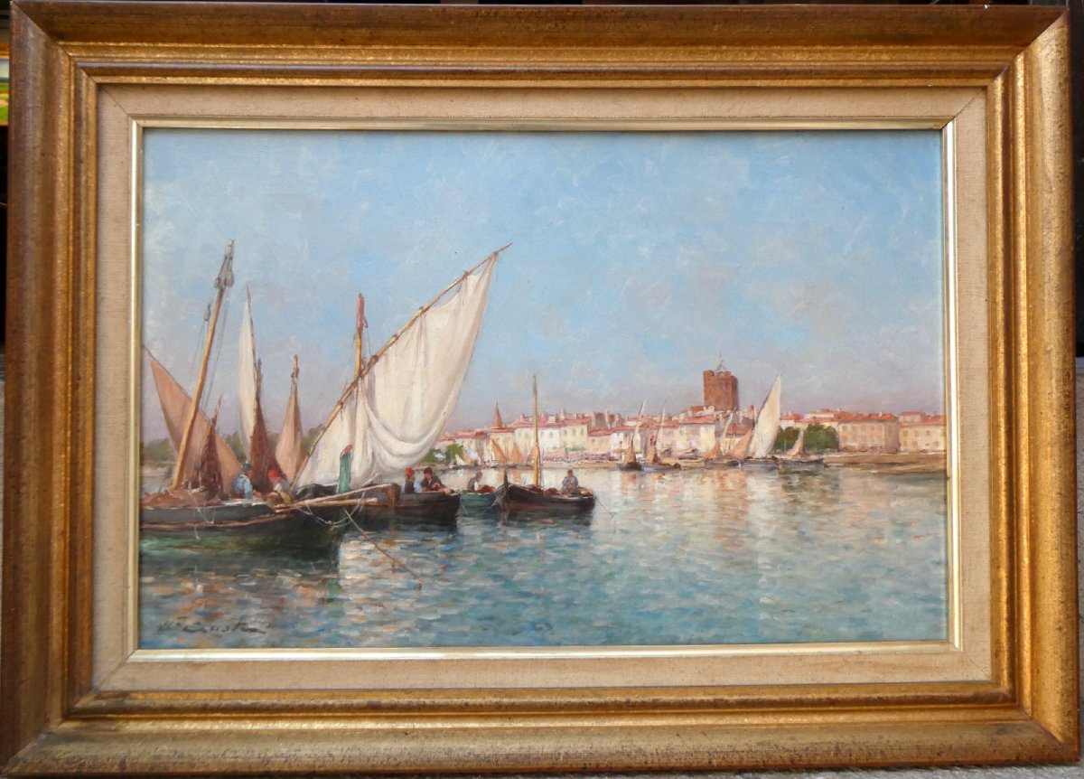 Victor Coste (1844-1923) Agde, Fishermen In Their Boat-photo-2
