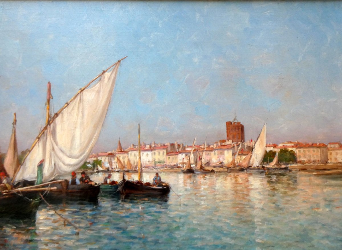 Victor Coste (1844-1923) Agde, Fishermen In Their Boat-photo-2