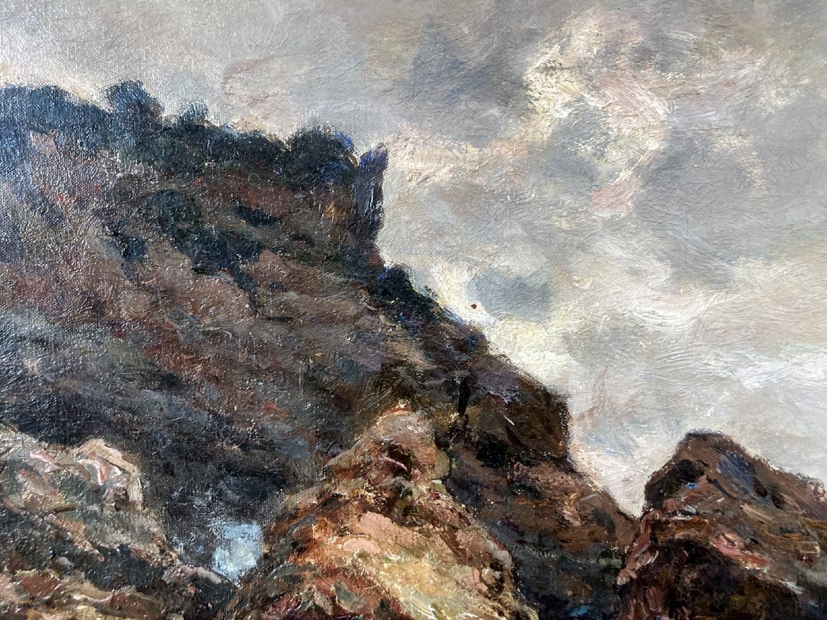 Jean-baptiste Olive (1848-1936) Seaside In Stormy Weather-photo-1