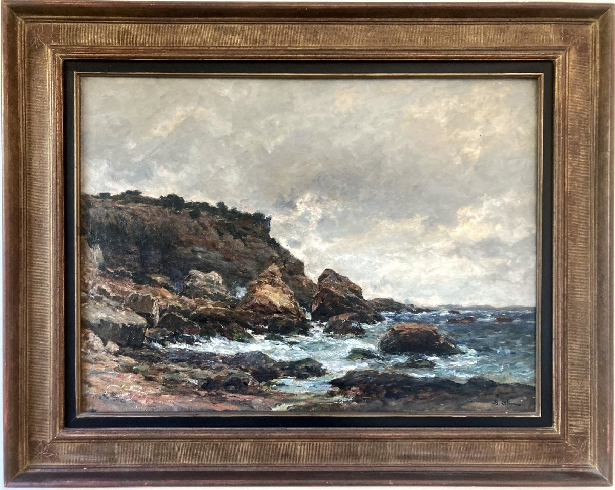 Jean-baptiste Olive (1848-1936) Seaside In Stormy Weather-photo-6