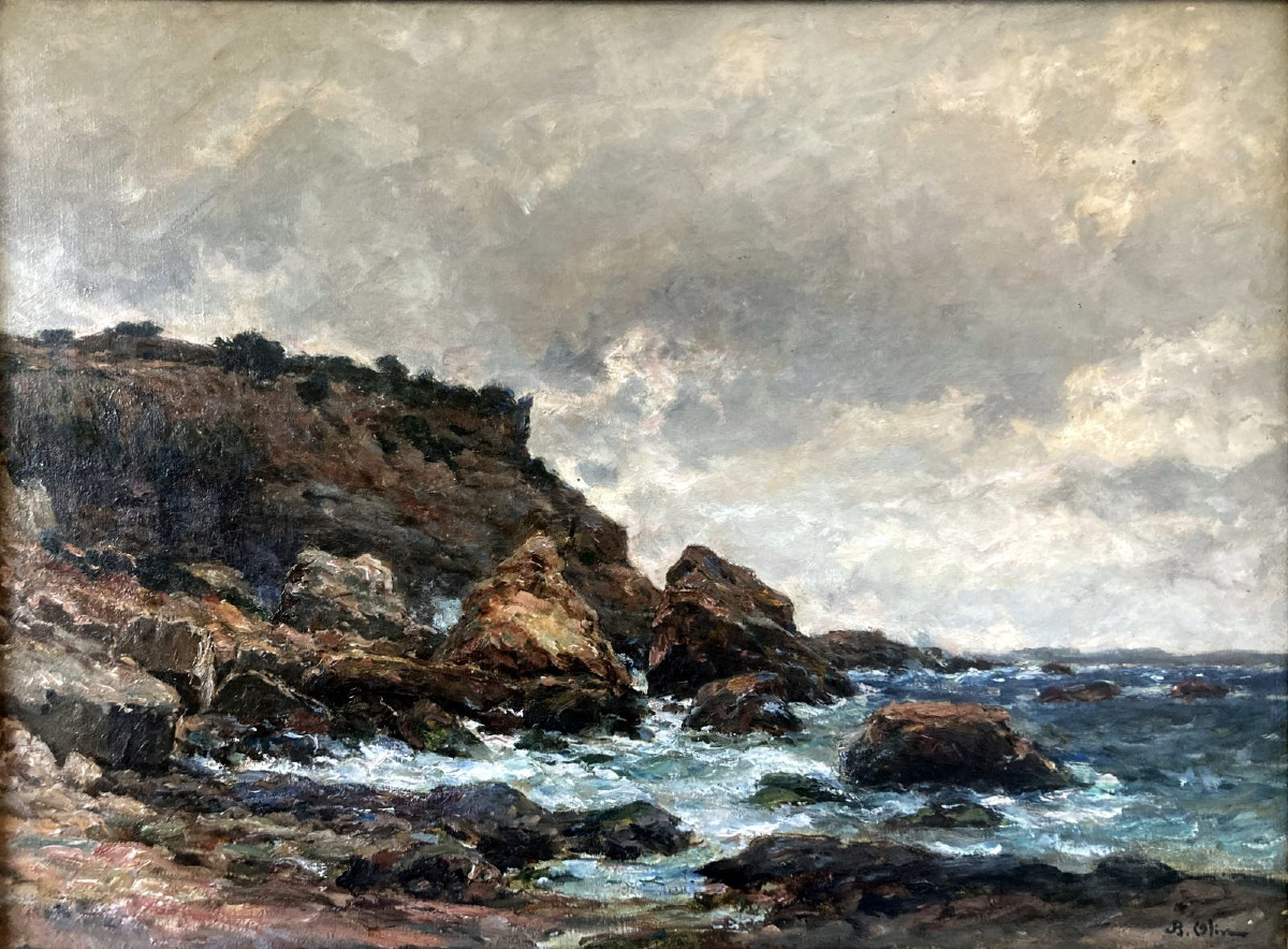 Jean-baptiste Olive (1848-1936) Seaside In Stormy Weather
