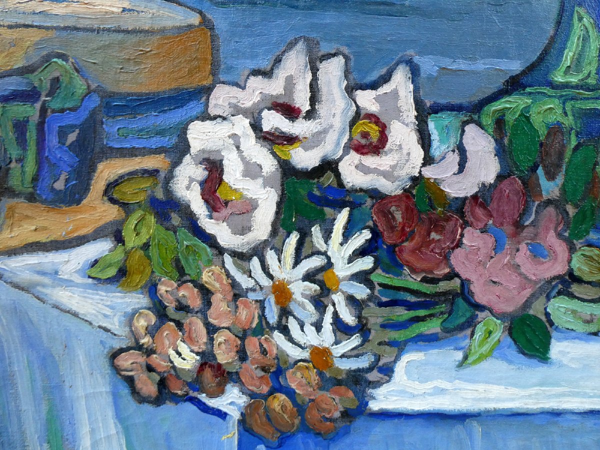 Louis Mathieu Verdilhan (1875-1928) Nature Morte aux fleurs des champs et au chapeau de paille-photo-4