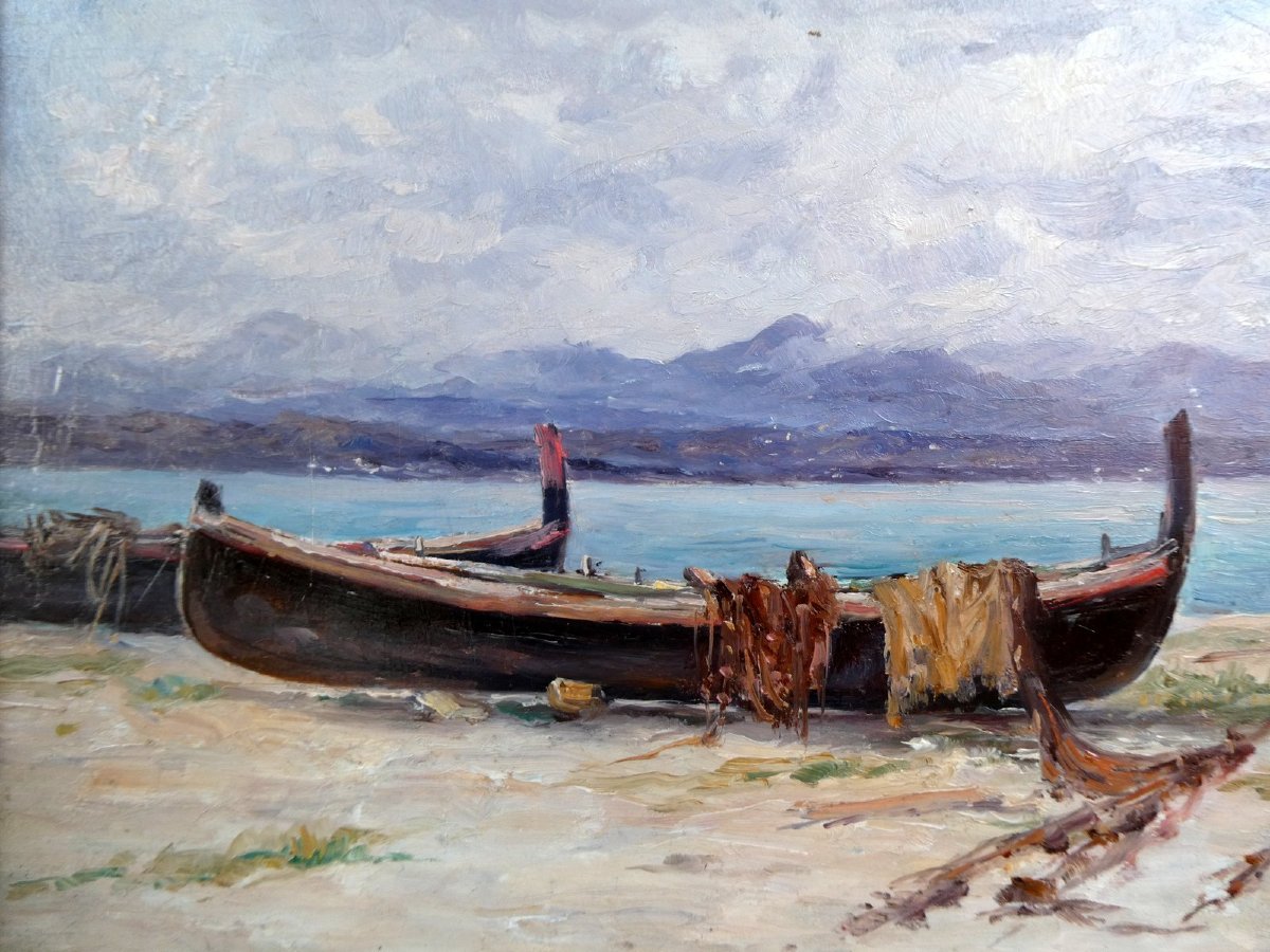 Victor Coste (1844-1923) Pêcheur réparant ses filets-photo-1