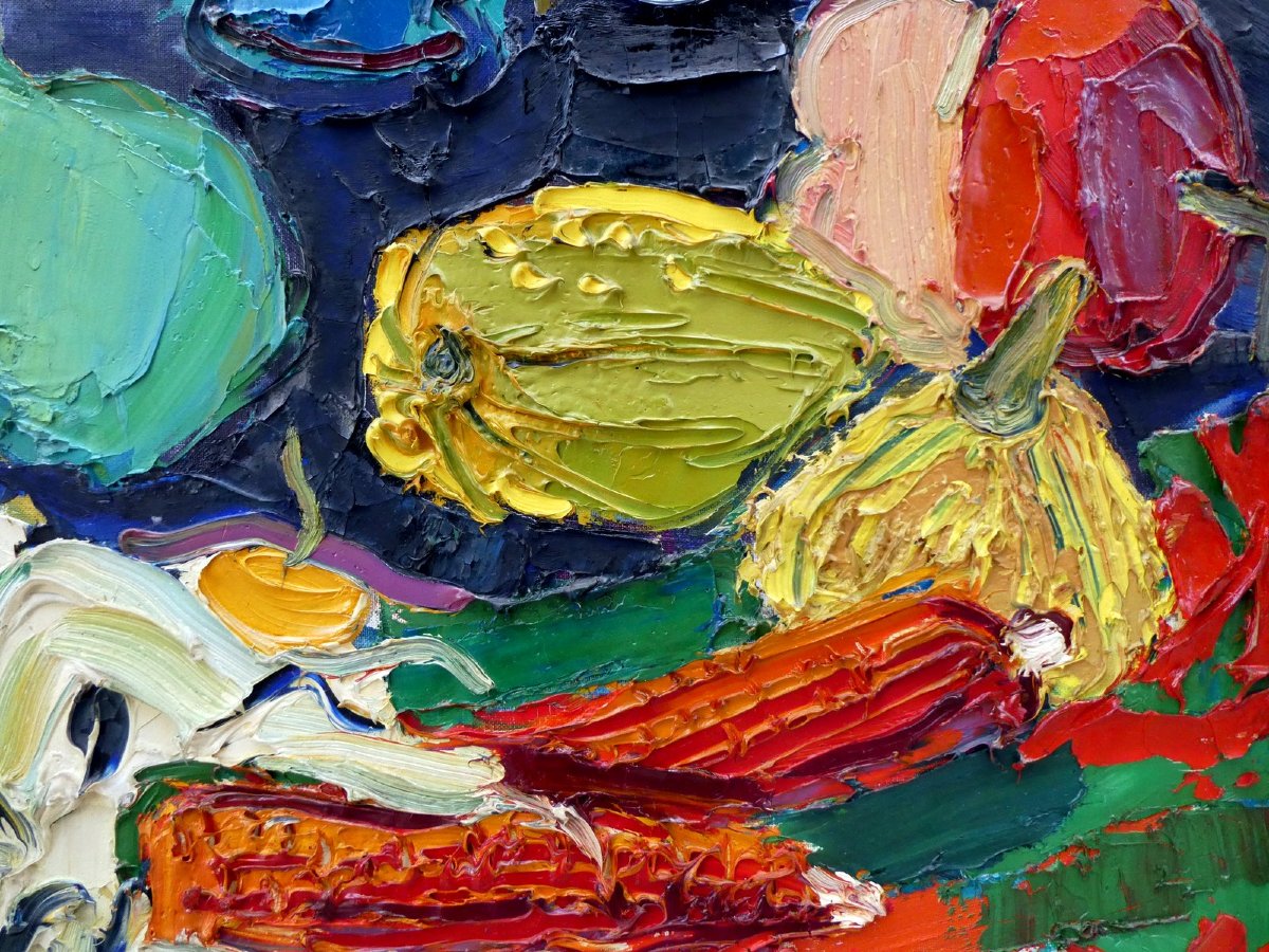 Pierre Ambrogiani (1907-1985) Still Life With Ears Of Corn And Gourds-photo-5